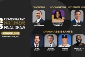 費(fèi)迪南德?lián)问澜绫楹炛鞒?，抽簽嘉賓有湯姆·布雷迪、奧尼爾等