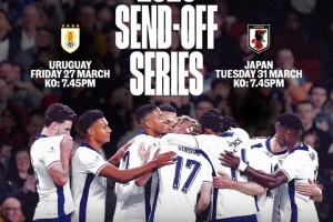 英格蘭3月友誼賽安排：3月28日對烏拉圭，4月1日對日本